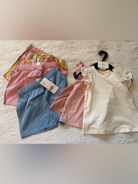 H&M Girls 3-Pack Flutter Sleeve Tees & Shorts Set - new 4T